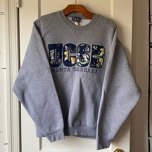UCSB Plumeria Tackle Twill Crewneck Sweater in Oxford